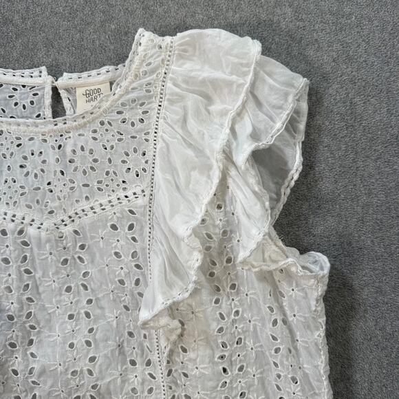 Matilda Jane Good Hart Eyelet Blouse Lovely Light White Flutter Sleeve Medium - Picture 3 of 9
